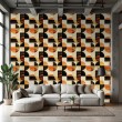 Carta da parati geometrica cerchi design moderno tonalità marrone e arancione