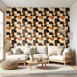 Geometric wallpaper circles modern design brown and orange tones
