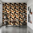 Geometric wallpaper circles modern design brown and orange tones
