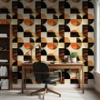 Geometric wallpaper circles modern design brown and orange tones