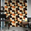 Geometrische Tapete Kreise modernes Design in Braun- und Orangetönen