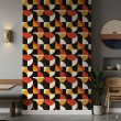 Papel pintado geométrico semicírculos diseño moderno tonos naranja, amarillo y negro