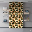 Papel pintado geométrico semicircunferencias diseño moderno tonos verde, naranja y beige