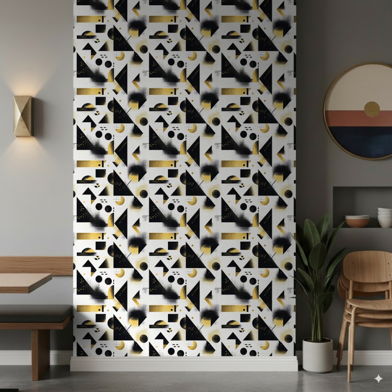 Carta da parati geometrica triangoli design moderno effetto sfumato tonalità bianco e nero
