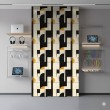 Papel pintado geométrico líneas y semicírculos diseño moderno tonos mostaza, beige y negro