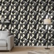 Papier peint géométrique triangles motif moderne minimaliste tons gris et noir