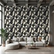 Geometrische Tapete Dreiecke modernes minimalistisches Design in Grau- und Schwarztönen