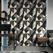 Papel pintado geométrico triángulos diseño moderno minimalista tonos gris y negro