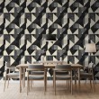 Papier peint géométrique triangles motif moderne minimaliste tons gris et noir