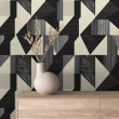 Geometric wallpaper triangles modern minimalist design grey and black tones