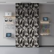 Papel pintado geométrico triángulos diseño moderno efecto degradado tonos gris y negro
