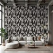 Carta da parati geometrica triangoli design moderno effetto sfumato tonalità grigio e nero