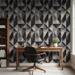 Papier peint géométrique triangles motif moderne effet dégradé tons gris et noir