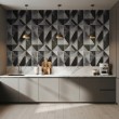 Geometric wallpaper triangles modern design gradient effect grey and black tones