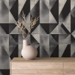 Geometric wallpaper triangles modern design gradient effect grey and black tones