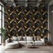 Geometrische Tapete diagonale Linien modernes Design mit Metallic-Effekt in Gold und Schwarz
