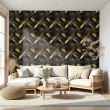 Geometric wallpaper diagonal lines modern design metallic effect gold and black tones