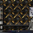 Geometrische Tapete diagonale Linien modernes Design mit Metallic-Effekt in Gold und Schwarz