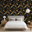 Carta da parati geometrica linee diagonali design moderno effetto metallizzato tonalità oro e nero