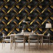 Carta da parati geometrica linee diagonali design moderno effetto metallizzato tonalità oro e nero