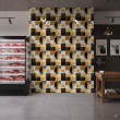 Geometric wallpaper circles and rectangles modern design metallic effect gold, gray and black tones