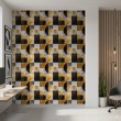 Geometric wallpaper circles and rectangles modern design metallic effect gold, gray and black tones