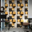Carta da parati geometrica cerchi design moderno effetto metallizzato tonalità oro, grigio e nero