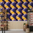 Geometric wallpaper 3D triangle design blue and yellow tones