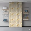 Papel pintado geométrico líneas verticales diseño moderno efecto metalizado tonos dorado y beige