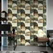 Carta da parati geometrica semicerchi design moderno tonalità verde oliva, beige e marrone