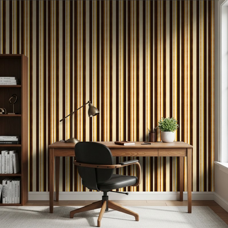 Papier peint striped design moderne rayures verticales marron