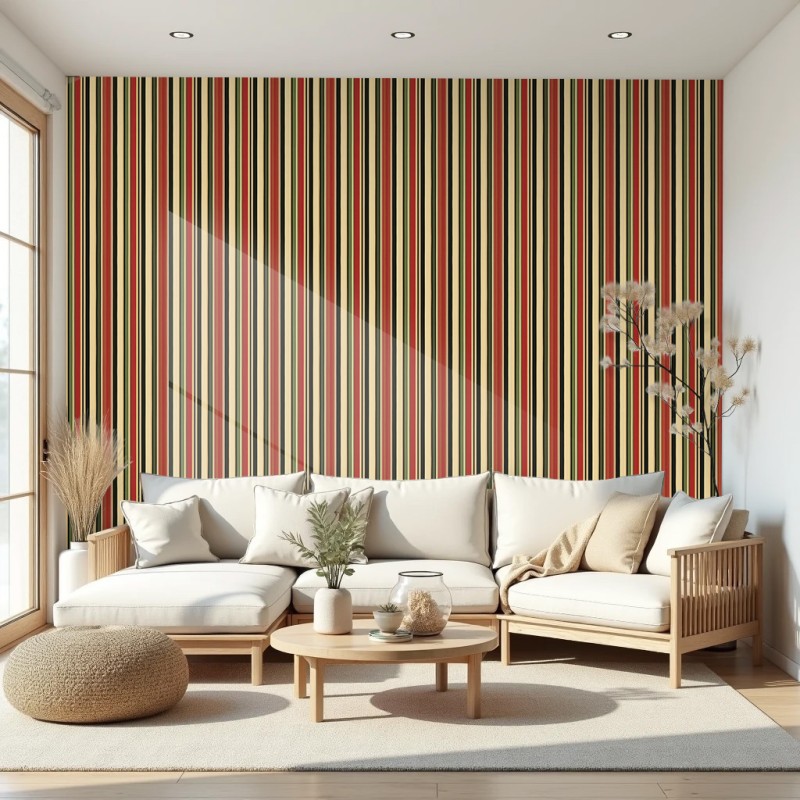 Striped wallpaper modern design vertical stripes red