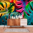 Monstera Leaves Photomural in Jungle Rainbow