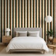 Striped wallpaper retro modern design vertical stripes green
