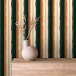 Carta da parati striped design retrò moderno strisce verticali verde