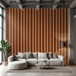 Striped wallpaper retro modern design vertical stripes brown