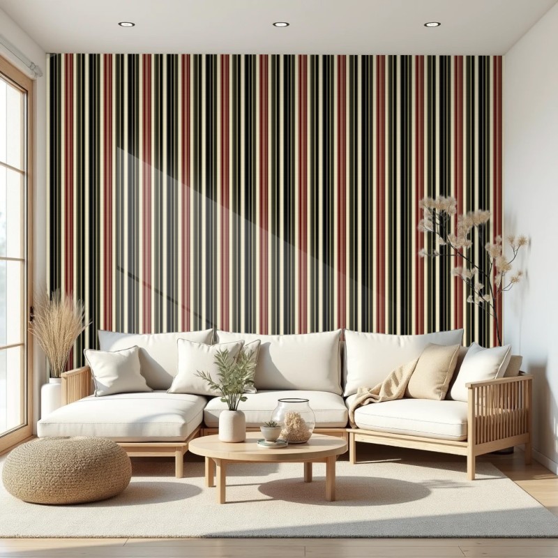 Striped wallpaper retro elegant design vertical stripes burgundy multicolor