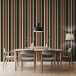 Papel pintado striped diseño retro elegante franjas verticales burdeos multicolor