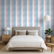 Papier peint striped design moderne rayures verticales rose et bleu