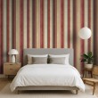 Papel pintado striped diseño retro elegante franjas verticales rojo y beige