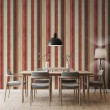 Striped wallpaper retro elegant design vertical stripes red and beige