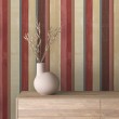 Papier peint striped design rétro élégant rayures verticales rouge et beige