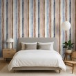 Striped wallpaper modern design vertical stripes beige and blue
