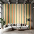 Papier peint striped design artistique moderne rayures verticales vert et orange