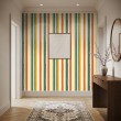 Papel pintado striped diseño artístico moderno franjas verticales verde y naranja