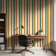 Papier peint striped design artistique moderne rayures verticales vert et orange