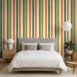 Papel pintado striped diseño artístico moderno franjas verticales verde y naranja