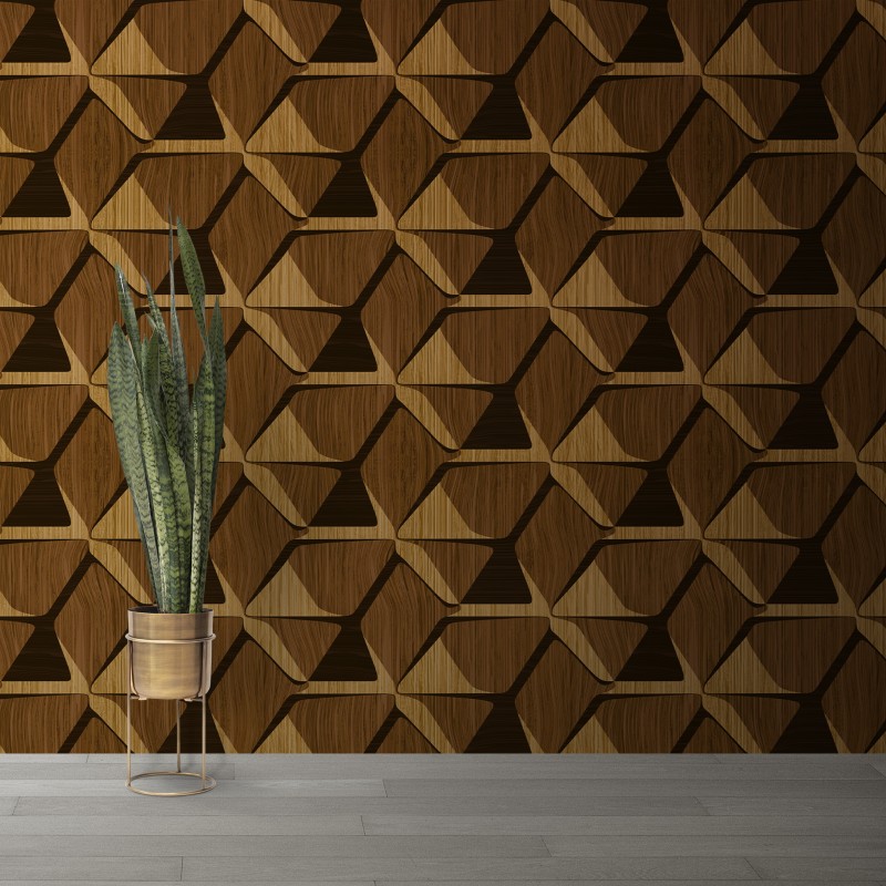 Papier peint en bois couleurs marron foncé