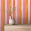 Papier peint striped design artistique moderne rayures verticales rose et orange