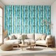 Striped wallpaper artistic modern design vertical stripes blue and gold